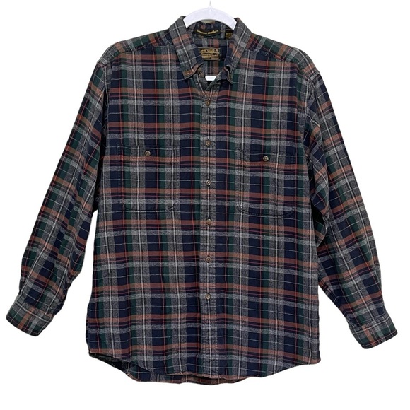 Vintage Eddie Bauer Flannel Plaid Shirt Sonoma Heathers 100% Cotton Fall Size M - Picture 1 of 13